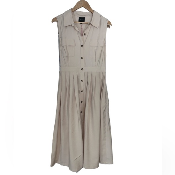 Alex Marie Dresses & Skirts - Alex Marie NWT Pleated Sleeveless Khaki Dress